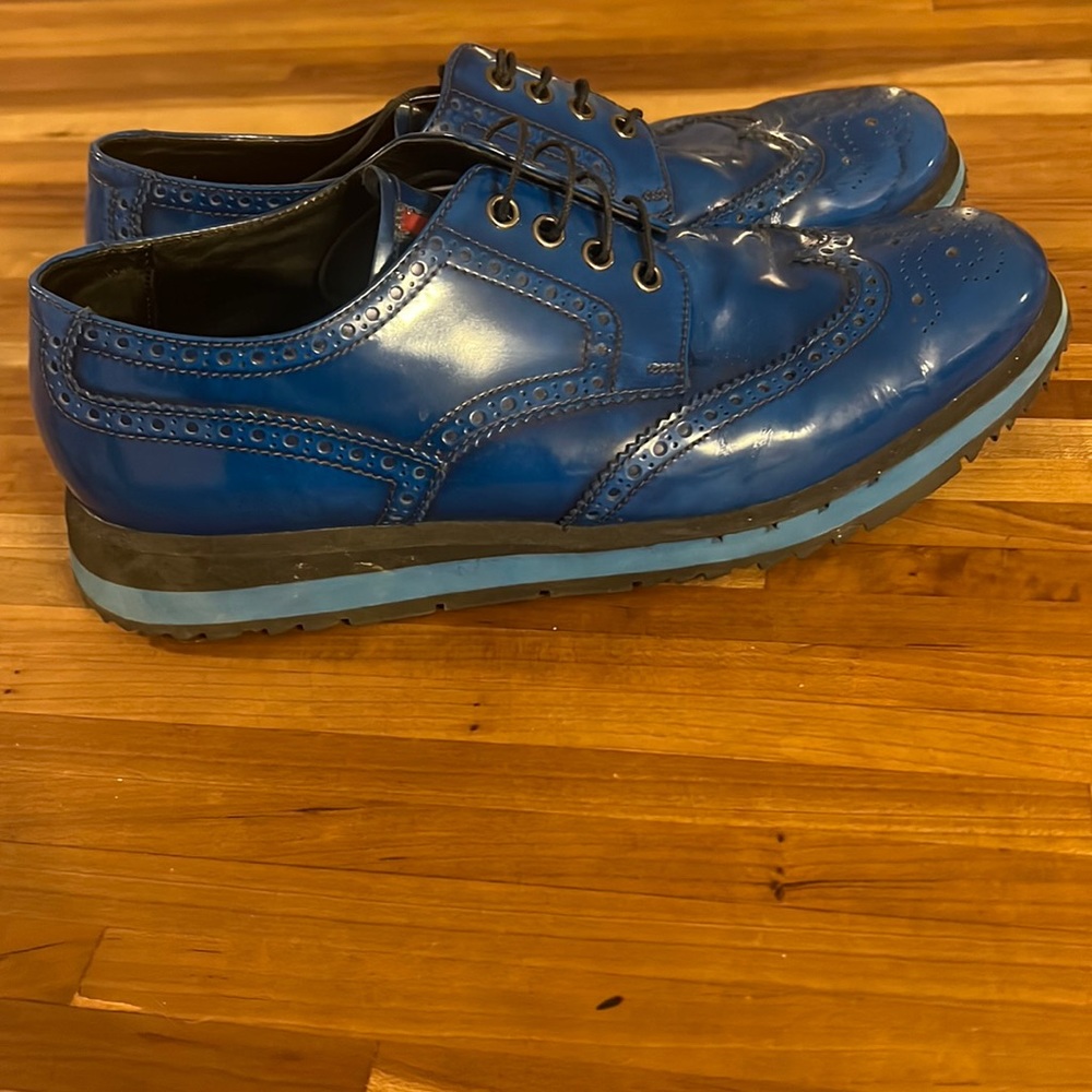Like new Blue patent leather Prada dress shoes!